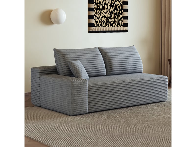 Canapé d'angle gauche gris 2 places, petit canapé compact 175 cm pour salon moderne - Conforama D