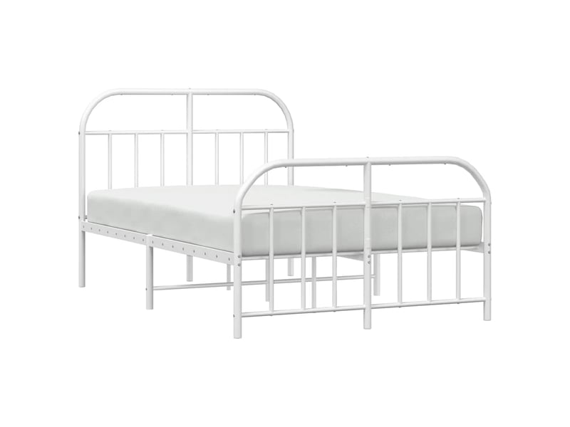  Lit double- lit adulte -  cadre de lit métal sans matelas et pied de lit blanc 120x190 cm  - Conforama D