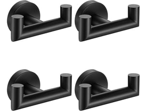 Lot de 4 crochets porte-serviettes en nickel brossé pour salle de bain de cuisine, double support robuste pour suspendre les serviettes, support mural