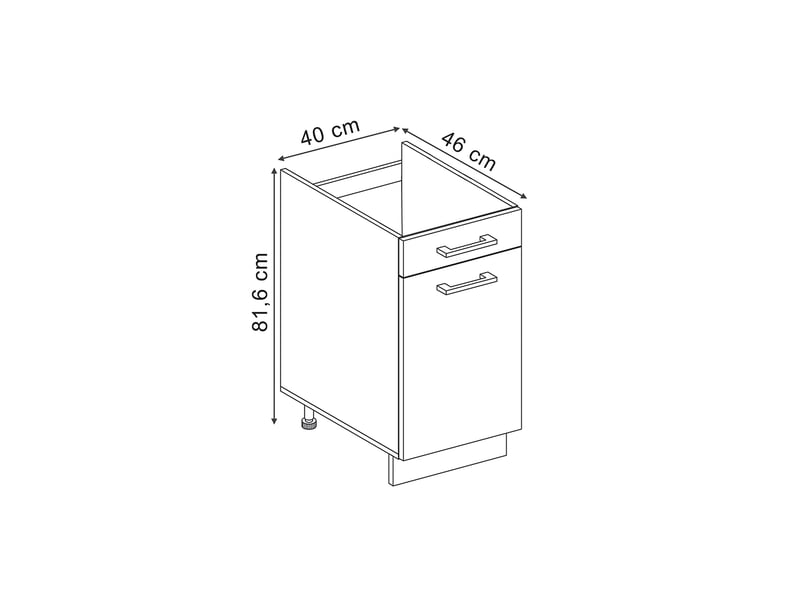  Vicco meuble bas sous-évier, bleu-grisblanc, 40cm plan de travail chêne doré  - Conforama B