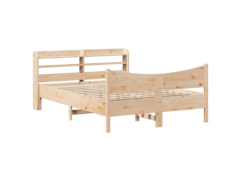  Lit double- lit adulte -  cadre de lit avec tête de lit 150x200 cm bois de pin massif  - Conforama A
