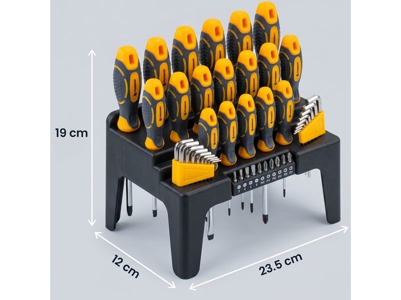 Jeu de 44 tournevis clés allen embouts cr-v 25 mm avec support mural - Conforama D