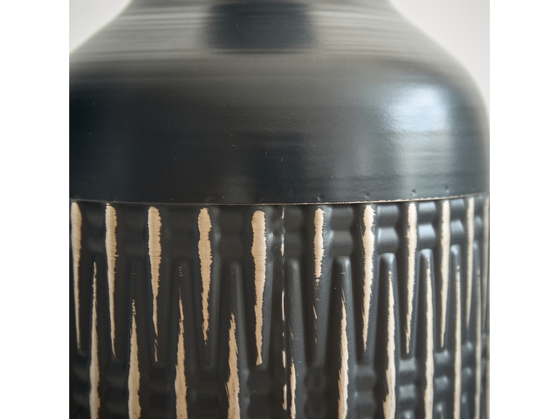  Lot de 3 vases de sol en métal noir, h 50,01, 65,99 et 83,01 cm, décor pour fleurs séchées et cache-pots  - Conforama D