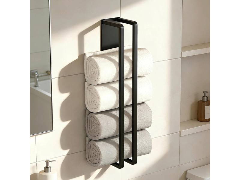  Porte-serviettes de salle de bain - barre porte-serviettes en fer noir - porte-serviettes de 40 cm - convient pour la salle de bain et la chambre  - Conforama A