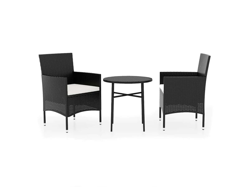  Ensemble à manger de jardin 3 pcs, salon de jardin, mobilier de salle à manger résine tressée noir shl3348  - Conforama A
