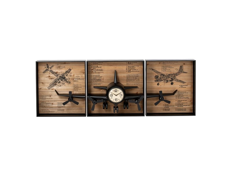  Horloge murale triptyque dagny 225cm noir  - Conforama A