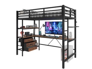 Lit mezzanine 90x200 cm MEUBLIV coloris noir