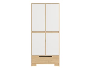 Armoire de cuisine garde-manger 80x35x180 cm - 1 tiroir - étagères réglables - rangements de portes - mdf - blanc et bois naturel