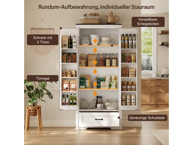  Armoire de cuisine 2 portes 1 tiroir en mdf blanc 80 x 35 x 183 cm N635P48855657W - Conforama E