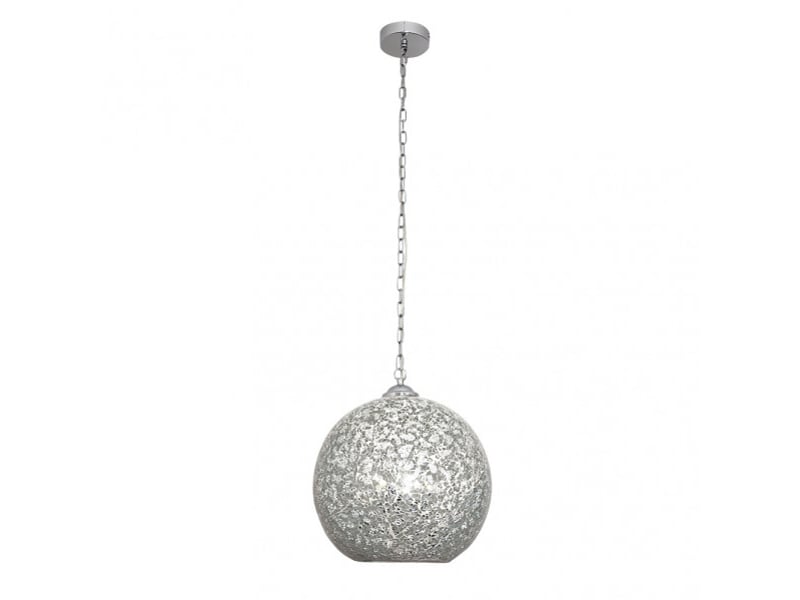  Suspension ABRILA Tenor 1 lumière E27 chrome mosaïque, métal et cristal, Ø30 cm, hauteur réglable 33-111 cm 177593020 - Conforama A