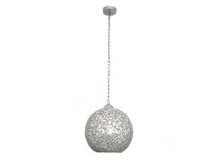 Suspension ABRILA Tenor 1 lumière E27 chrome mosaïque, métal et cristal, Ø30 cm, hauteur réglable 33-111 cm