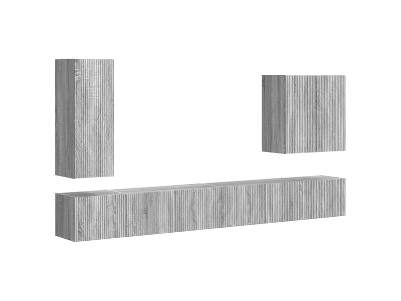  Ensemble de meuble tv - banc tv - meuble de rangement mural 6 pcs gris sonoma  - Conforama A