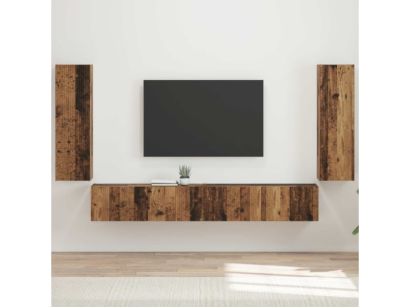  Ensemble de meuble tv - banc tv - meuble de rangement mural 4 pcs bois ancien bois d'ingénierie  - Conforama B