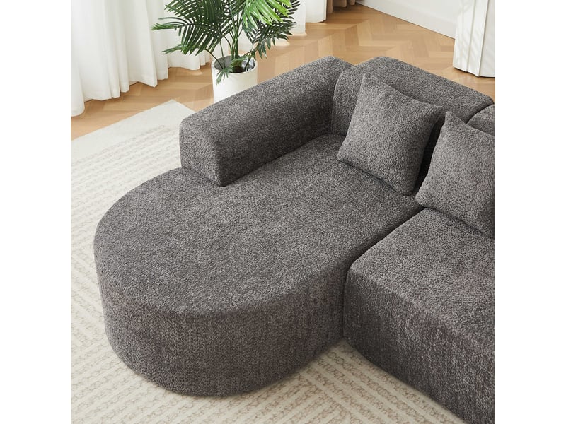  Canapé d’angle gauche 3 places en chenille gris anthracite, 222 x 157 x 73 cm Fay Lum - Conforama D