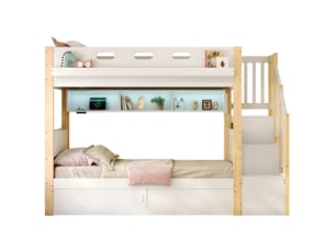 Lit avec rangement 2x90x200 cm MEUBLIV coloris blanc