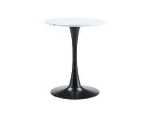 Table ronde 60x60 cm style mid-century mdf métal blanc et noir