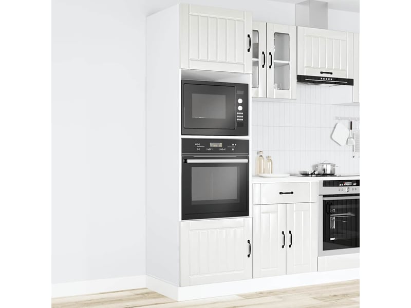  Meuble de rangement, armoires de four lucca bois d'ingénierie blanc brillant  - Conforama C