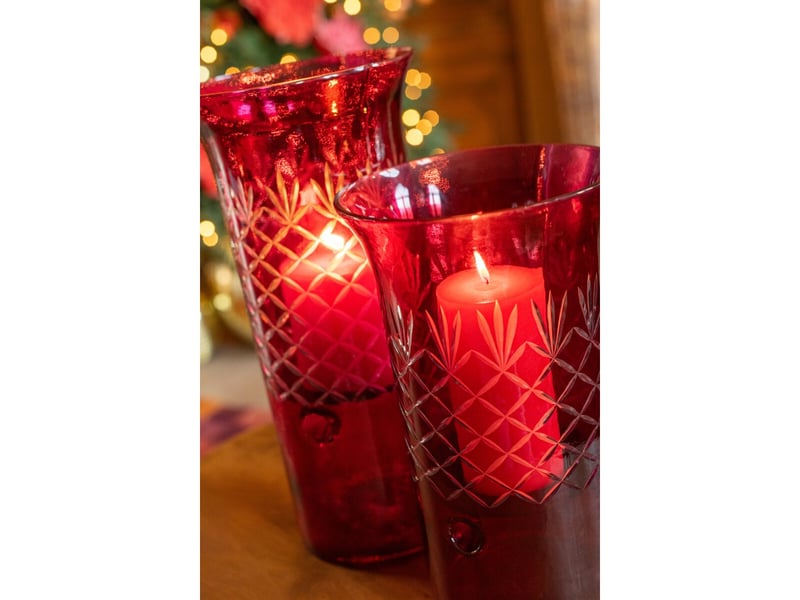  Photophore design en verre vera 34cm rose  - Conforama D