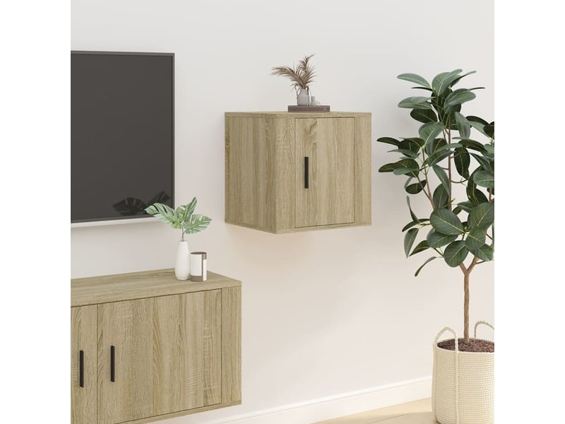  Lot de 2 meuble tv mural, meuble tv suspendu chêne sonoma 40x34,5x40 cm  - Conforama C