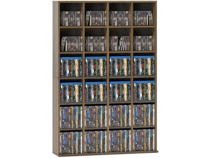  Meuble de rangement multimédia 456 cd 336 dvd marron 89 x 20 x 130,5 cm  - Conforama A