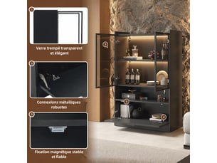 Buffet 4 porte(s)  0 tiroir(s) <strong></strong> <strong></strong> - 120 cm coloris noir 