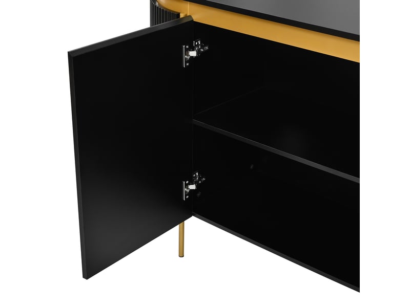  Buffet 140x38x80 cm 4 portes mdf noir  - Conforama D