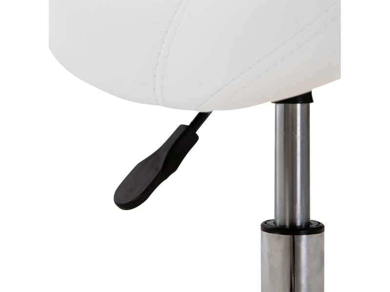  Tabouret de bureau selle blanc pivotant réglable 49 à 61 cm, à roulettes et assise rembourrée pour bureau et maison  - Conforama E