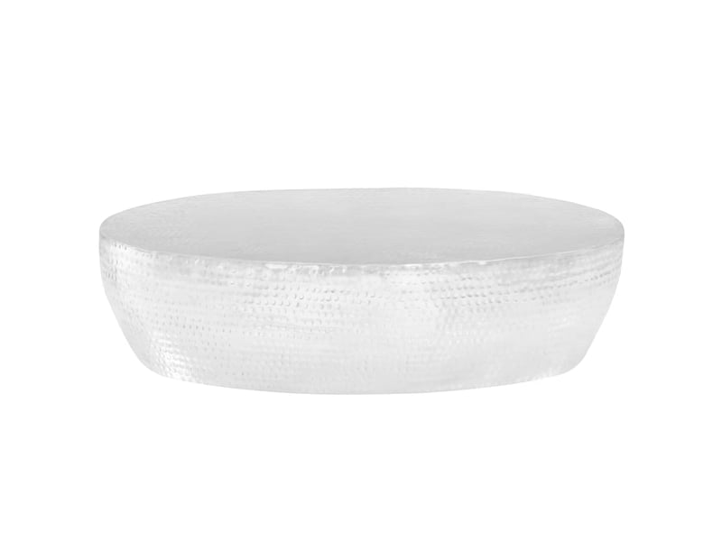  Table basse - table de salon - table à thé martelée argenté 100x50x28 cm aluminium  - Conforama A
