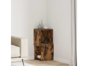 Meuble d'angle, meuble de rangement salon 30,5x30x65cm bois d'ingénierie chêne fumé