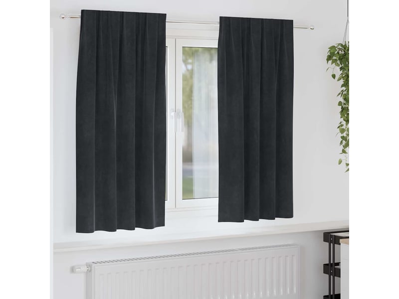 Lot de 2 rideaux, rideaux de fenêtre noir 140 x 175 cm velours cf44093 - Conforama B