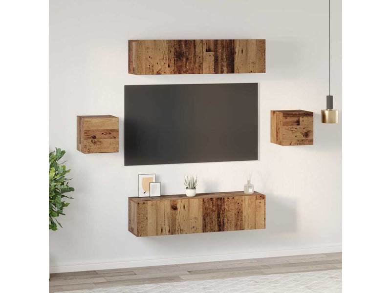  Ensemble meuble tv - banc tv - meuble de rangement 6 pcs bois ancien bois d'ingénierie  - Conforama D