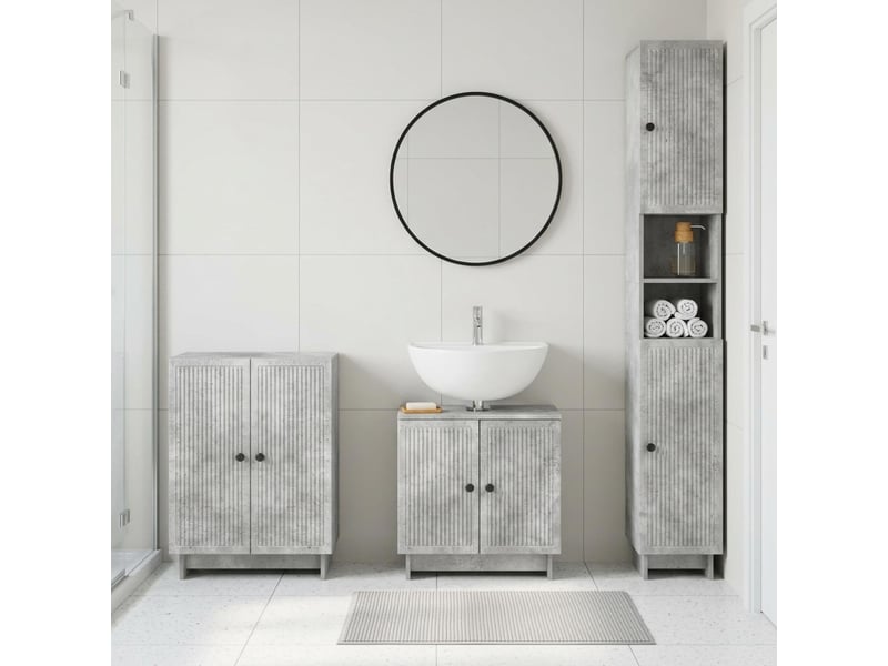  Ensemble de meuble de salle de bain 3 pièces ede gris béton cf63417  - Conforama B