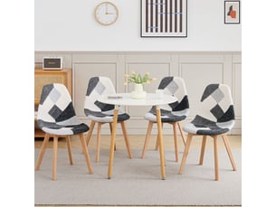 Lot de 4 chaises patchwork - chaises de salle à manger - pieds en hêtre(noir blanc et gris) - style rétro