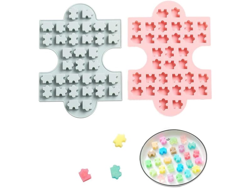  Lot de 2 moules à bonbons en silicone en forme de pièces de puzzle, moules en silicone pour chocolat, gomme, bombes de graisse, échantillons de bougie  - Conforama A