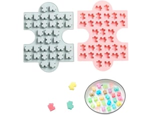 Lot de 2 moules à bonbons en silicone en forme de pièces de puzzle, moules en silicone pour chocolat, gomme, bombes de graisse, échantillons de bougie