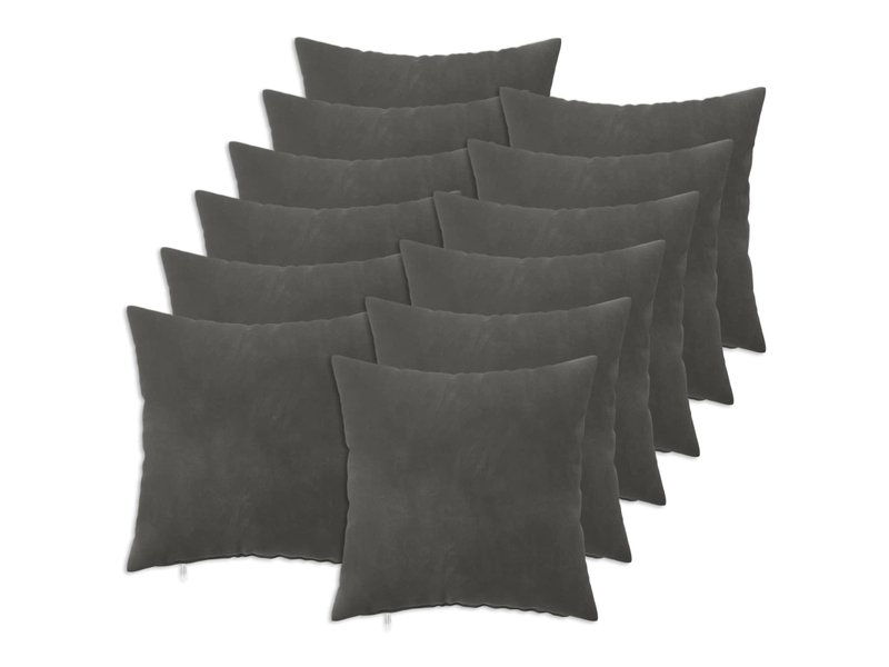  Lot de 12 coussins avec oreiller, coussins décoratifs heerlen gris foncé velours cf50131  - Conforama A