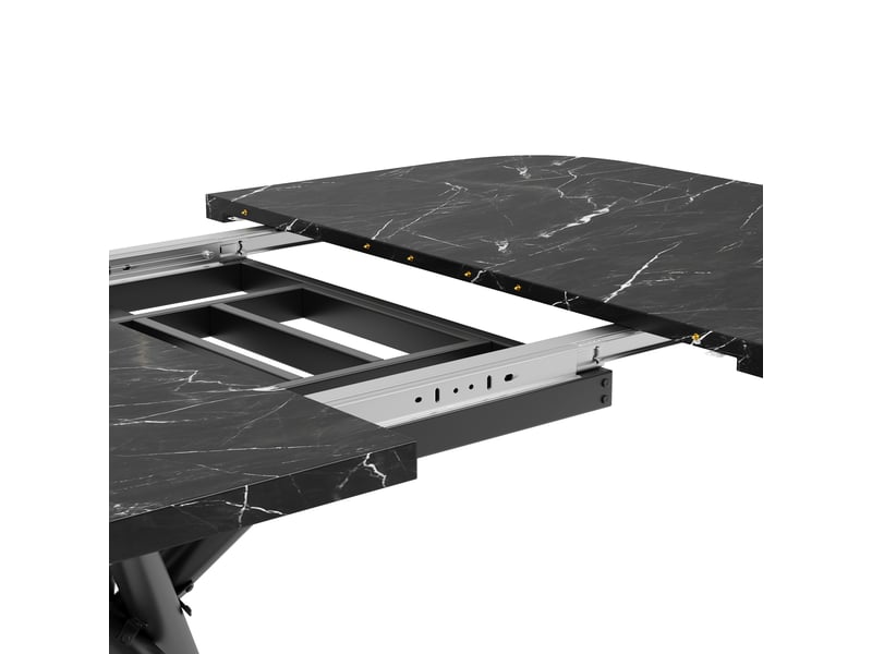 Table à manger extensible 115-155-195x115 cm pour 4 à 8 personnes, piètement en x métal, pieds réglables - noir - Conforama D