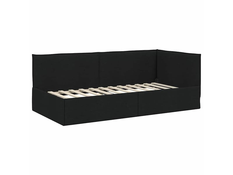  Lit adulte, lit simple, cadre de lit d'angle avec tête de lit noir 90x190cm tissu cf6820  - Conforama D