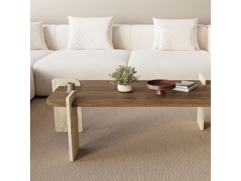  Tavolino da salotto rettangolare design moderno leapiri - noyer  - Conforama D