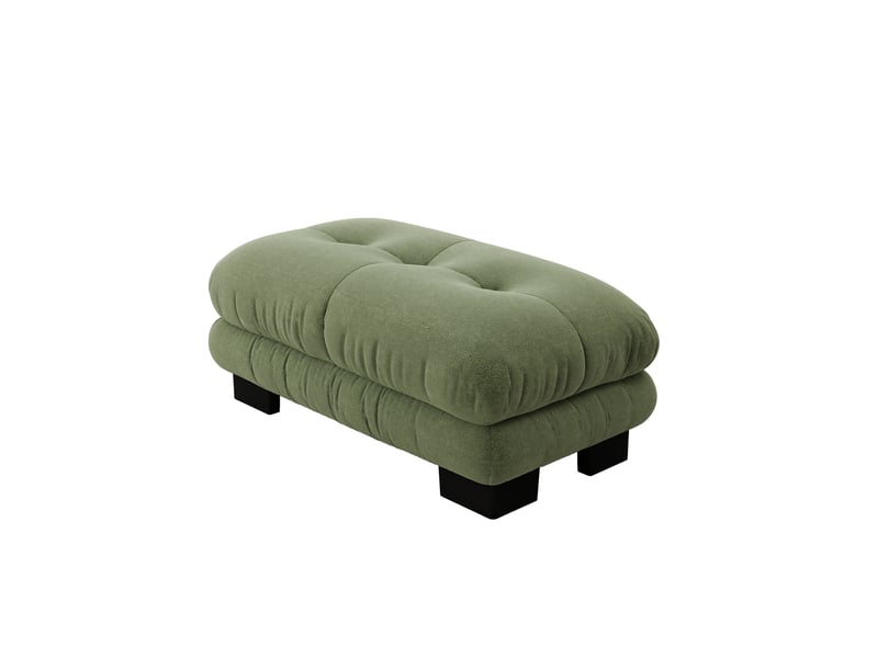 Pouf repose-pieds salon - 112x68x52 cm - ottoman velours confortable en chenille - vert - Conforama A