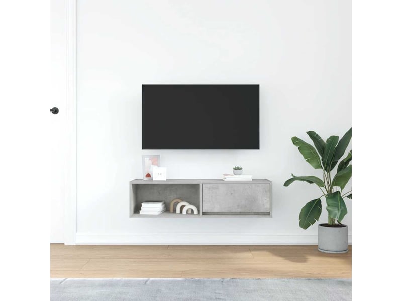 Meuble tv - banc tv - meuble de rangement gris béton 100x31x25,5 cm bois d'ingénierie  - Conforama C