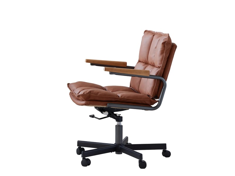  Fauteuil de bureau pivotant à roulettes réglable en hauteur marron 65x46x72 cm W5978P510261 - Conforama E