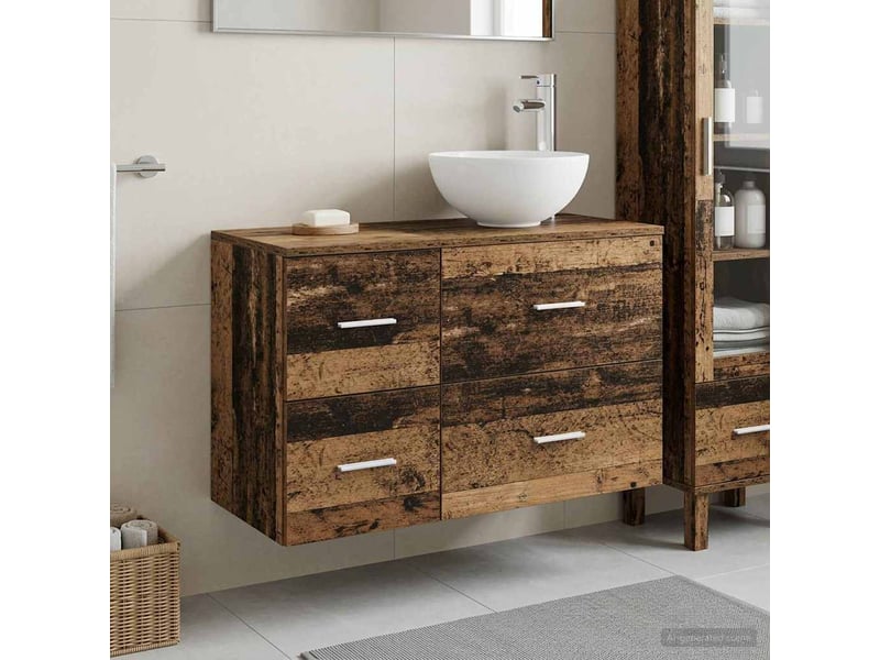 Ensemble de mobilier de salle de bain 2 pcs bois ancien shl1278 - Conforama B