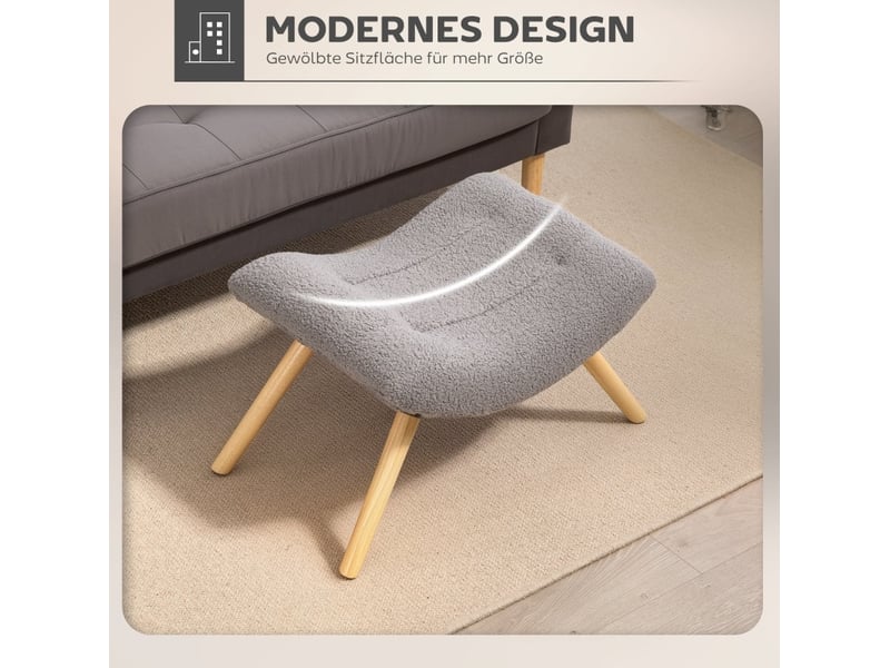  Tabouret, pouf avec tissu en berbère, tabouret de salon jusqu'à 120 kg, gris clair 67 x 45 x 38 cm  - Conforama E