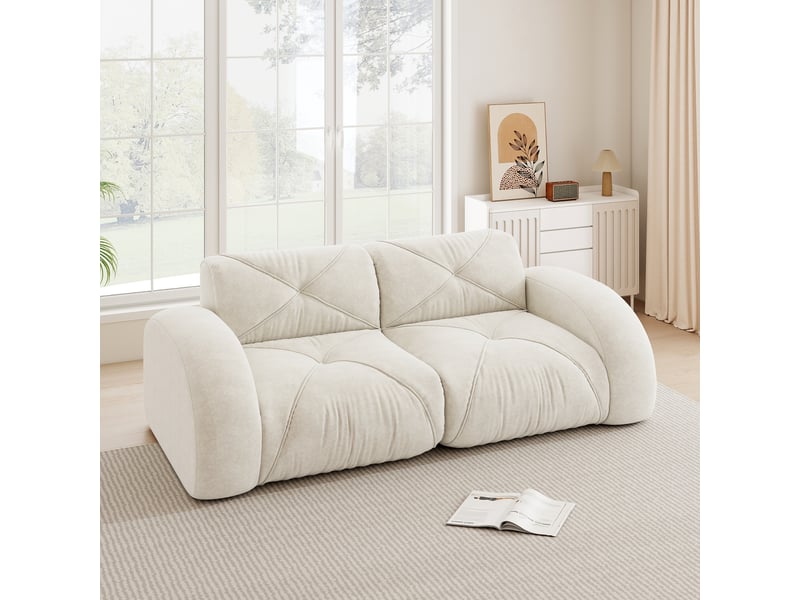 Canapé modulaire 2 places sans armature avec assise en mousse 32d et tissu chenille, beige clair - Conforama B