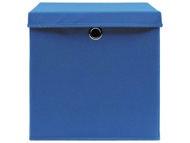 Boîtes de rangement avec couvercle 10 pcs bleu 32x32x32cm tissu - Conforama C