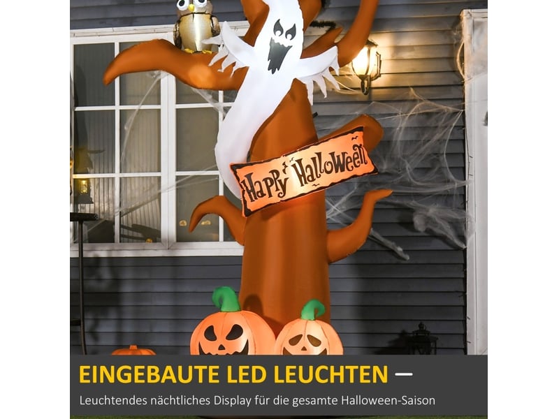  Décoration halloween gonflable 156x107x274 cm avec led, souffleur et matériel de fixation, polyester, brun  - Conforama E