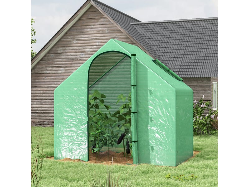  Serre jardin pebalcon, bâche renforcée, acier, porte zippée enroulable, légumesplantes, int.ext., 180x100x168 cm, vert.  - Conforama C