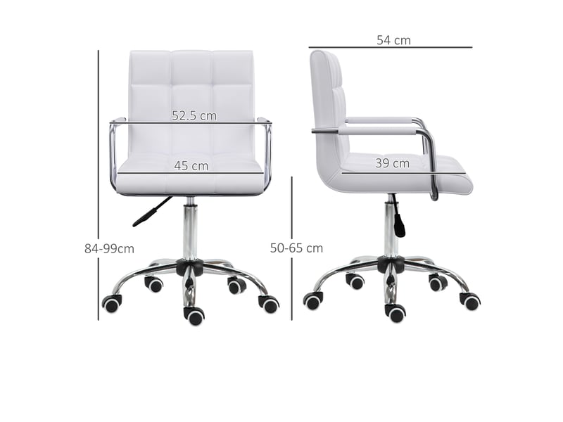  Fauteuil de bureau ergonomique réglable en hauteur blanc, avec accoudoirs et roulettes, pour le télétravail  - Conforama C