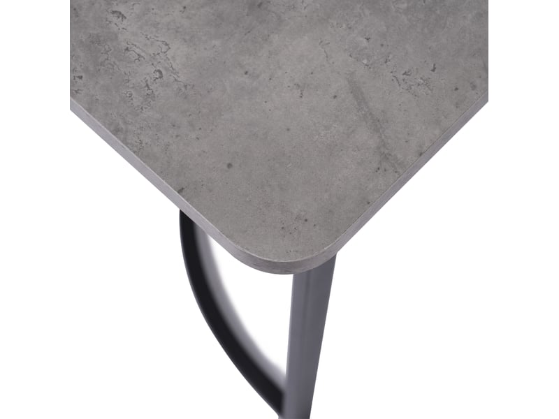  Table à manger 140x80 cm, de forme rectangulaire, coloris gris et noir, à l'aspect marbré, pied en métal, plateau en fibres de bois  - Conforama D